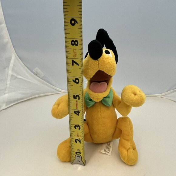 Walt Disney World Pluto Plush Stuffed Animal Green Bow Tie Castle Stamp On Paw - Picture 15 of 16